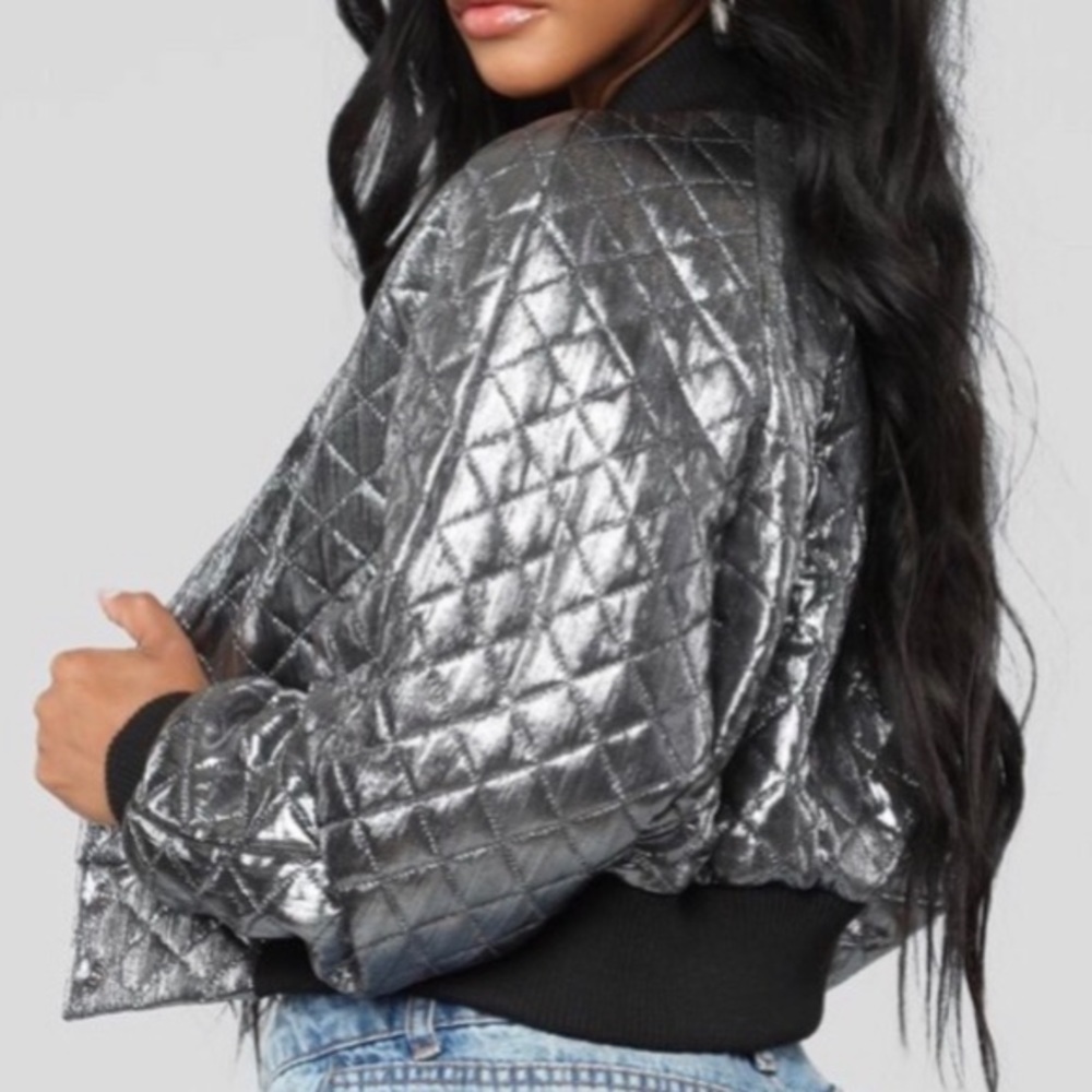 Revolve NWT Cropped Metallic Quilted Jacket